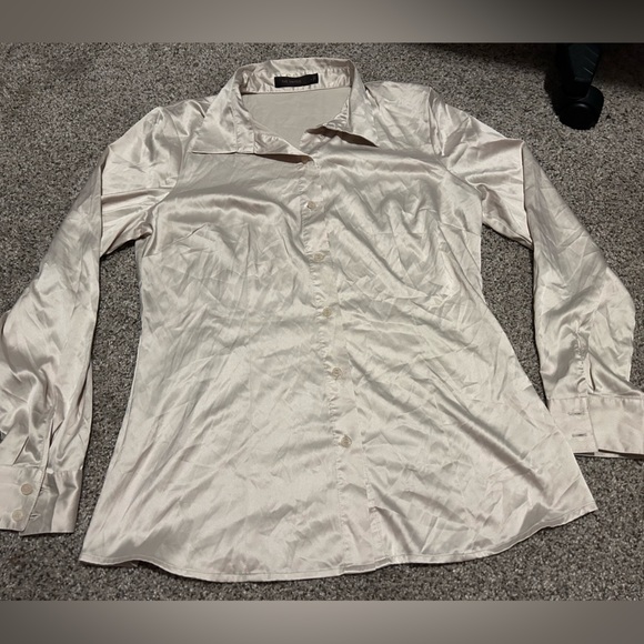 The Limited Tops - The Limited Satin Silky Button Up Office Wear Business Casual Blouse Size L